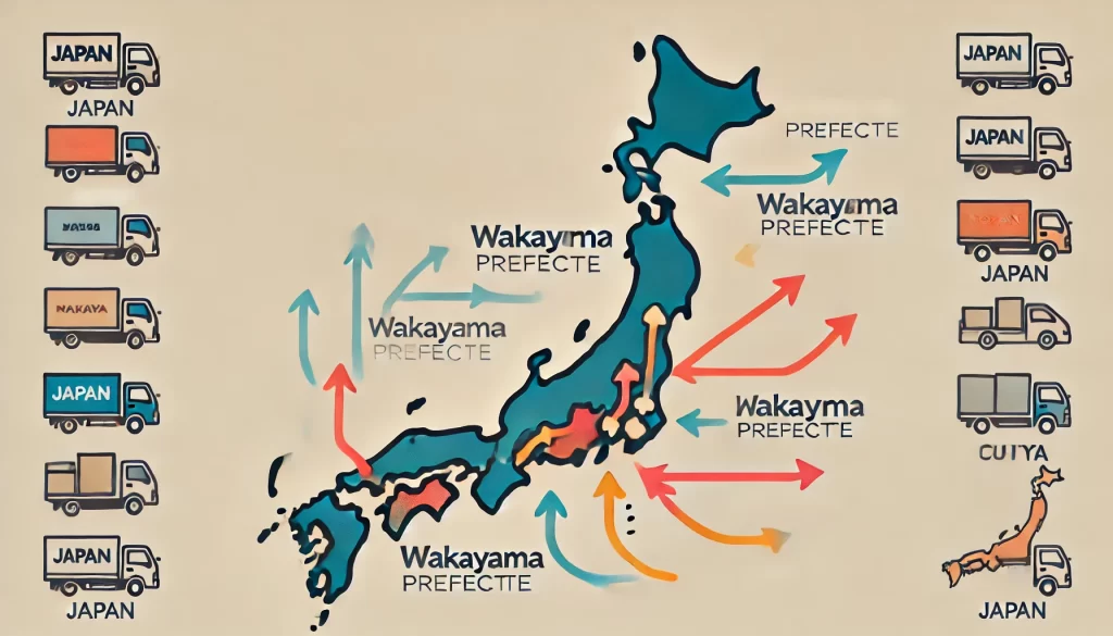 引っ越し先の日本地図のイラスト