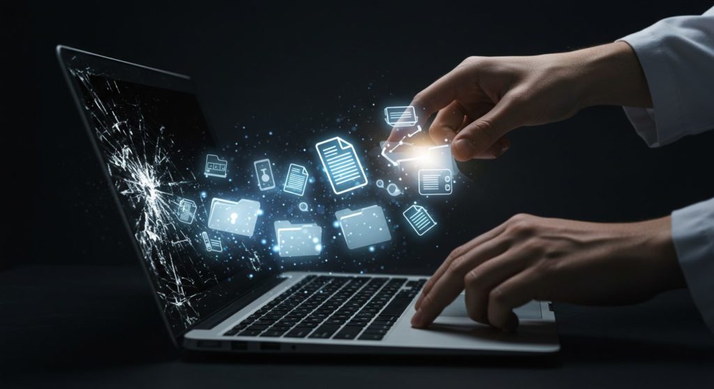 壊れたPCから大量のデータを復元している