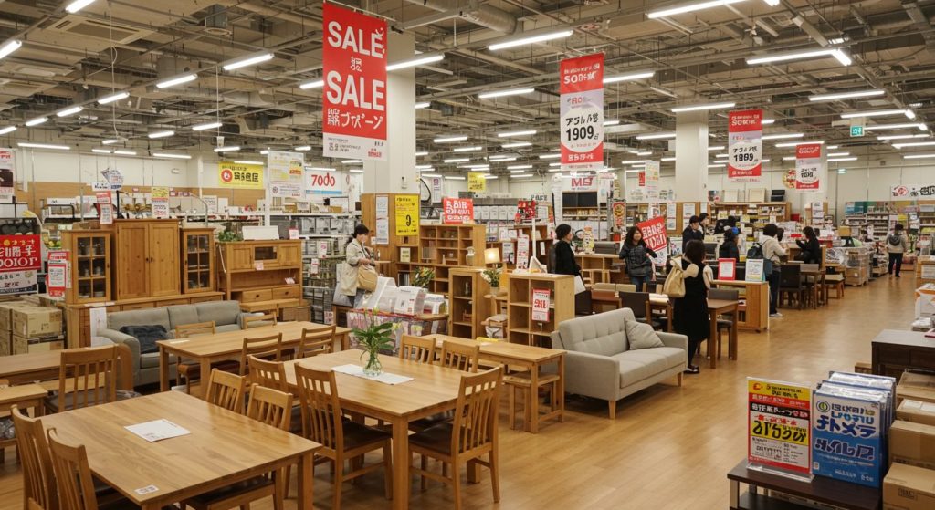 様々な家具が並んでいる様子