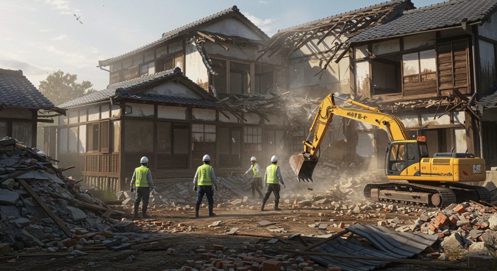 家屋を重機で解体