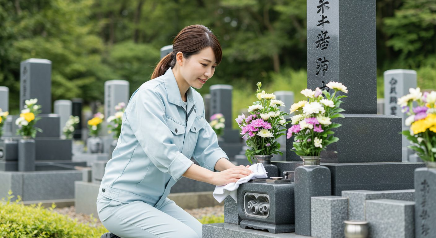 お墓掃除画像