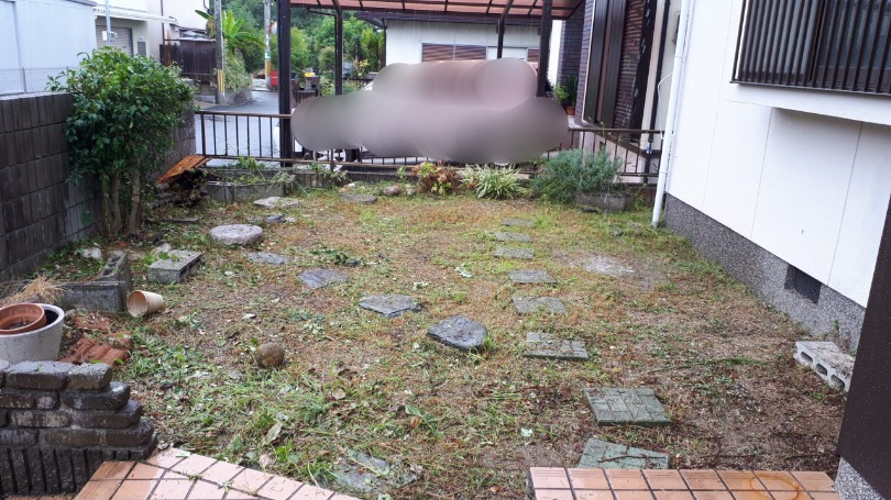 草を刈った後のスッキリした庭の様子