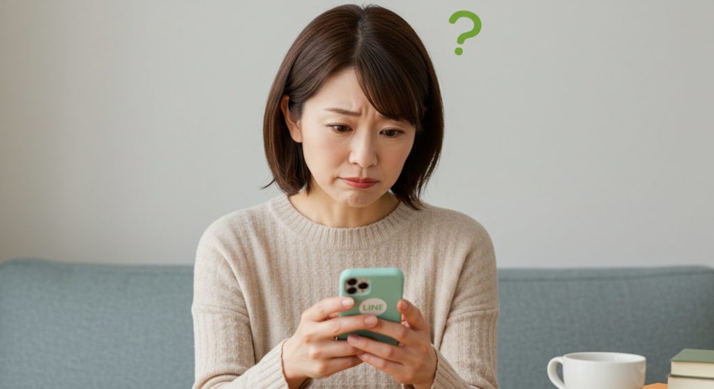 スマホ使い方に悩む女性