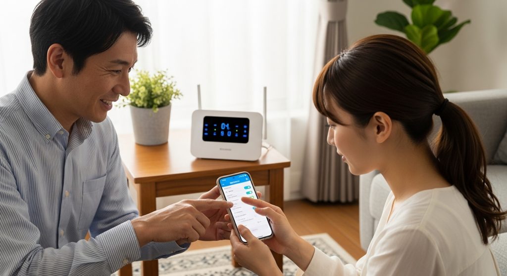 スマホのWi-Fiの設定をしている