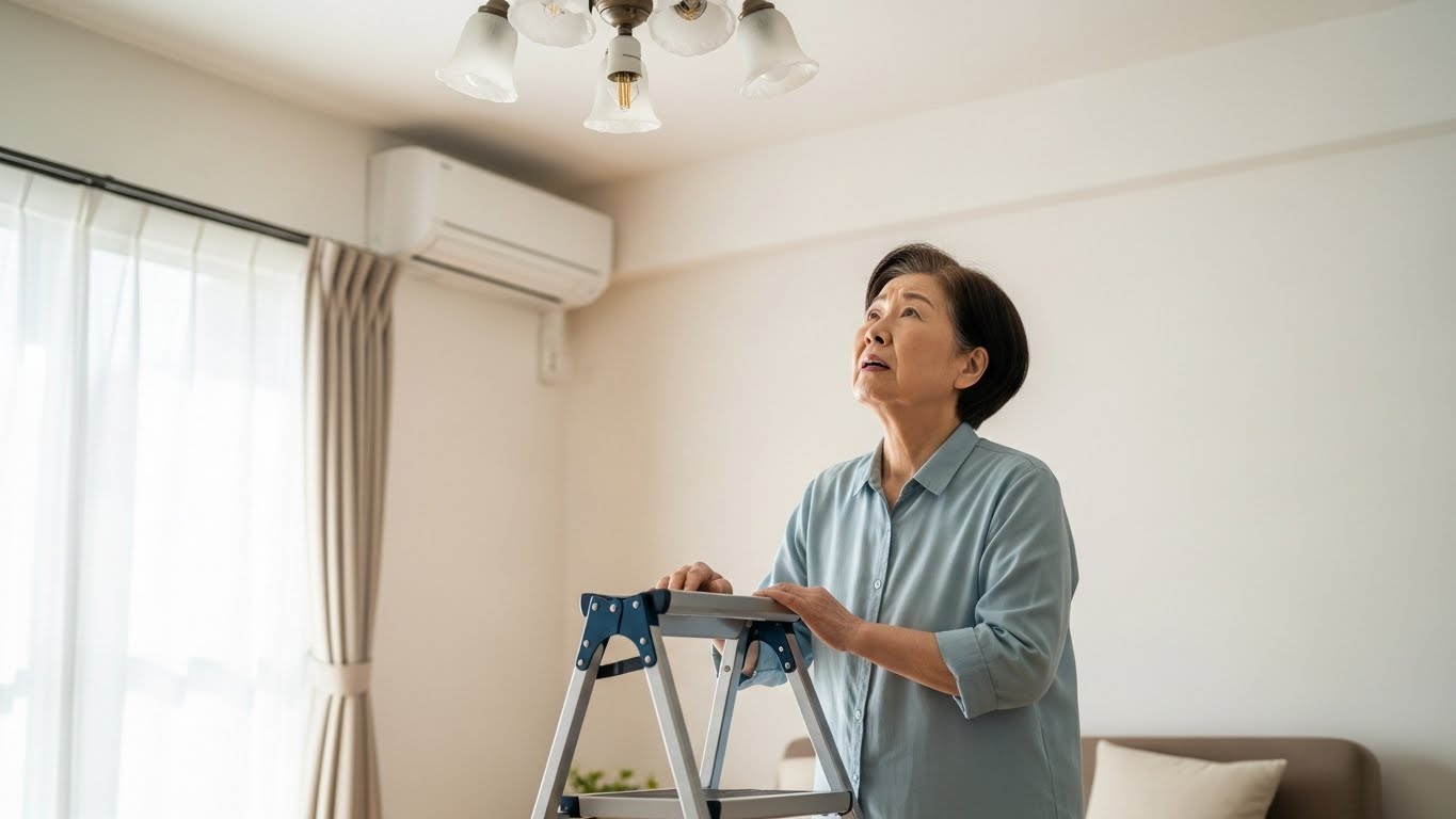 電球を交換したいお婆さん