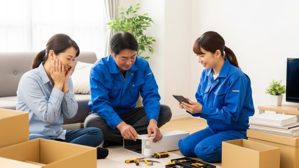 1人暮らしの女性のお手伝いをしている様子