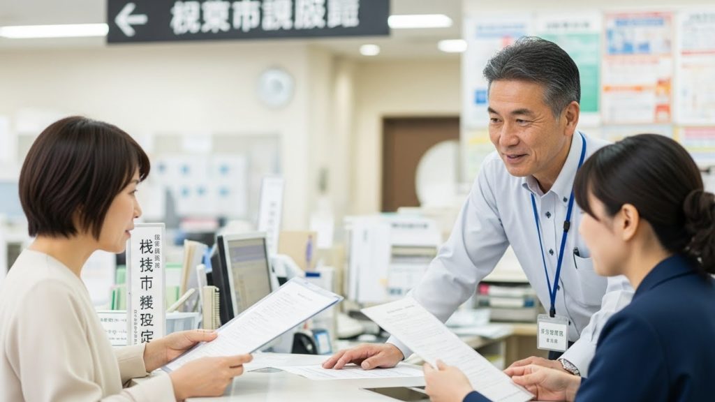 改葬許可証の申請をしている様子